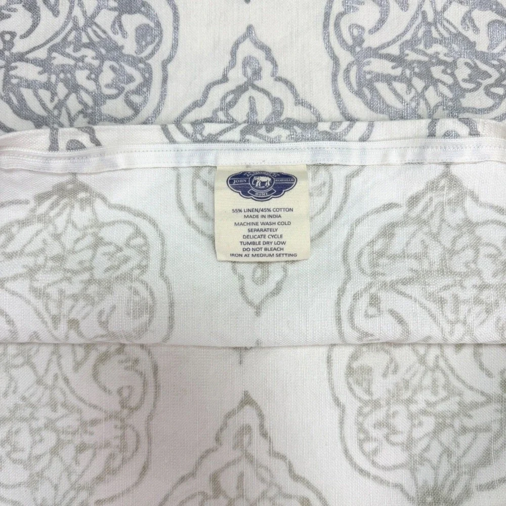 John Robshaw‎ Linen Blend Euro Sham 26x26 Silver Metallic Block Print Zipper